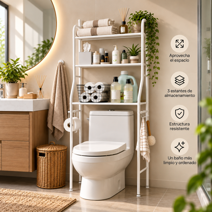 Organizador de baño sobre inodoro